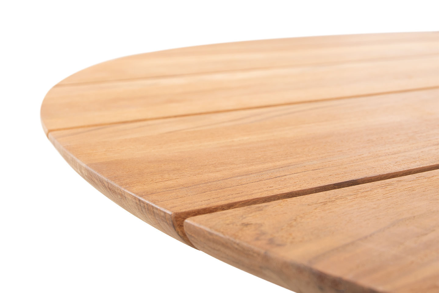 Jeberg Round Dining Table, Slatted Teak Top Ø132cm (Ø52") w. umbrella hole